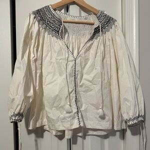 DÔEN Embroidered Peasant Blouse